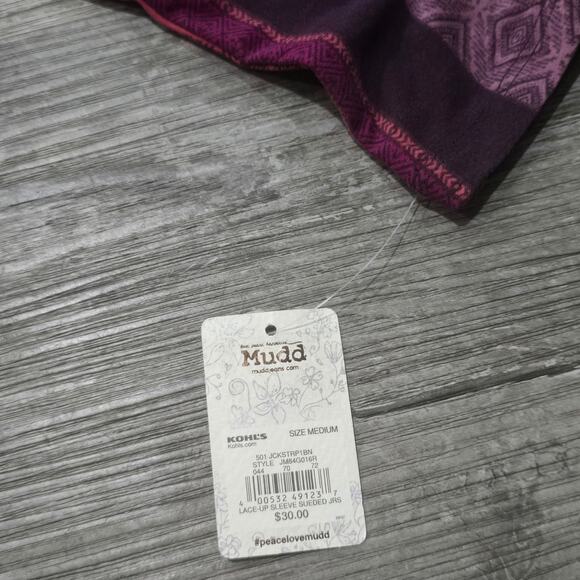 Mudd Pink & Purple Boho Striped Long Sleeve Tunic Style Dress - Picture 3 of 8